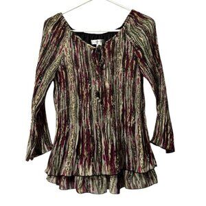 Christopher Banks Top Women Size Large Polyester Stretch Colorful Office Teacher